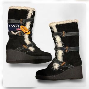 Emu Black Winter Boots with Faux Fur